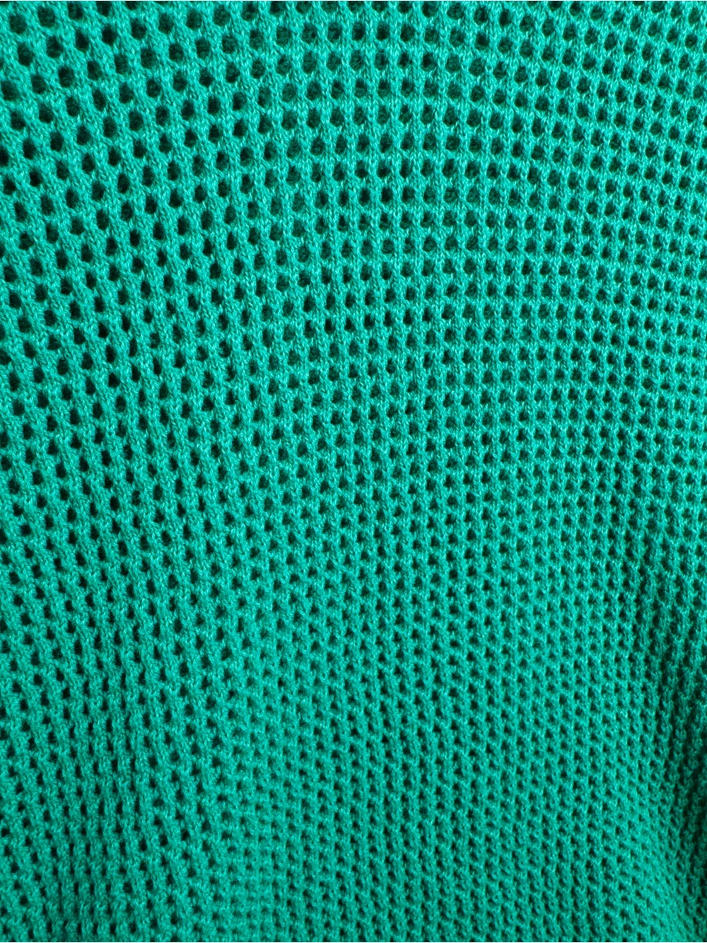 Green Open Knit Polo Sweater 100% Cotton Coastal Grandmacore Quiet Luxury Casual - Picture 6 of 6